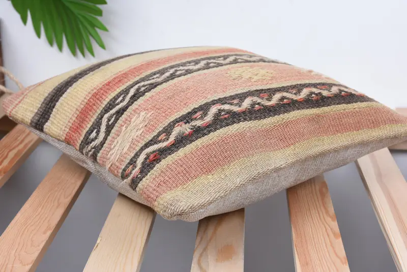 Customized Pillow, 14x14 Beige Cushion, Pillow for Sofa, Pillow Cover, Boho Pillow, Ethnic Pillow Case, Gift Pillow, Nomadic Pillow Case - 6