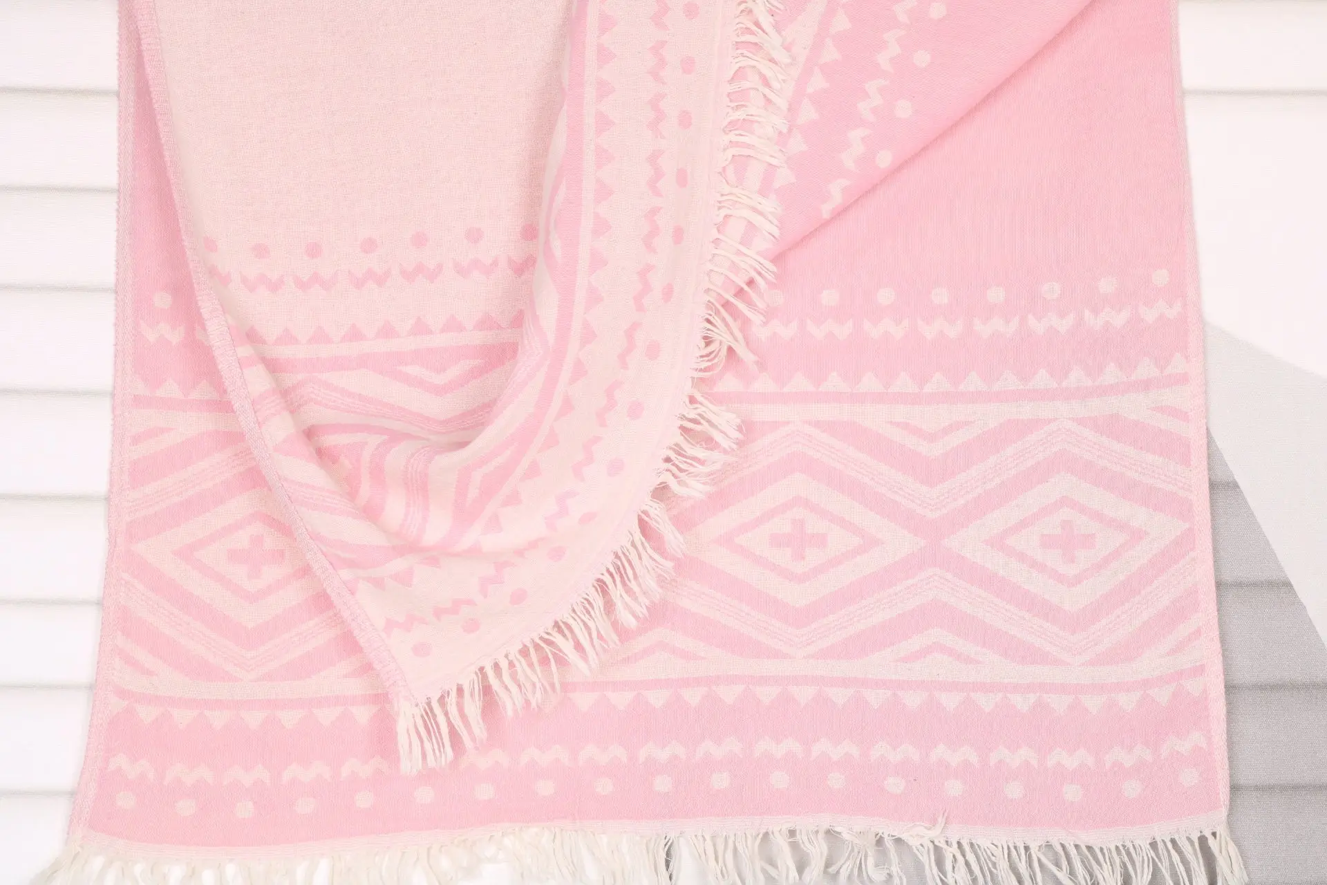 Custom Hand Towel Organic Cotton Pink, Plus Design Dish Towel, 24x40 Inches - 1