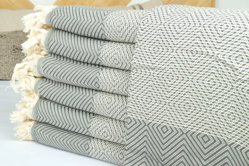 Turkish Blanket, 92x80 Cotton Diamond Towel, Housewarming Gift, Memorial Gift, Monogram Blanket, Beach Bachelorette Party Decorations, Organic Throw - 2