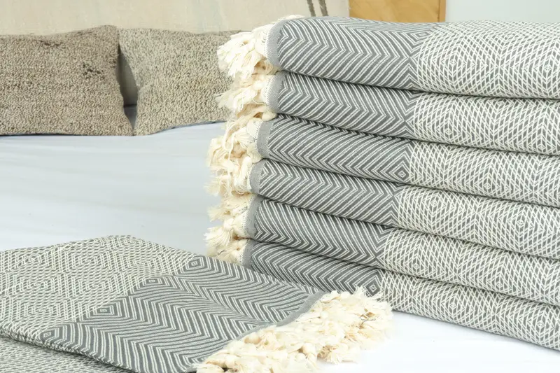 Turkish Blanket, 92x80 Cotton Diamond Towel, Housewarming Gift, Memorial Gift, Monogram Blanket, Beach Bachelorette Party Decorations, Organic Throw - 3