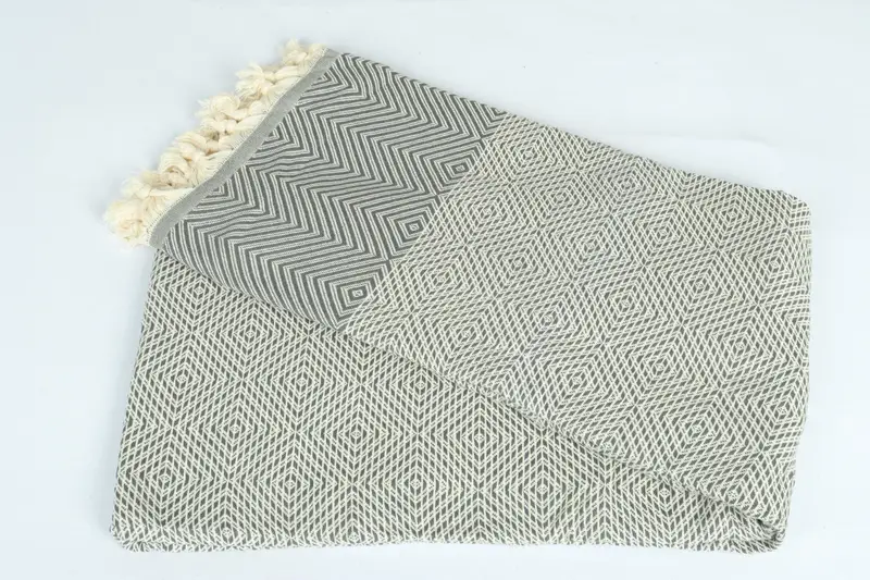 Turkish Blanket, 92x80 Cotton Diamond Towel, Housewarming Gift, Memorial Gift, Monogram Blanket, Beach Bachelorette Party Decorations, Organic Throw - 6