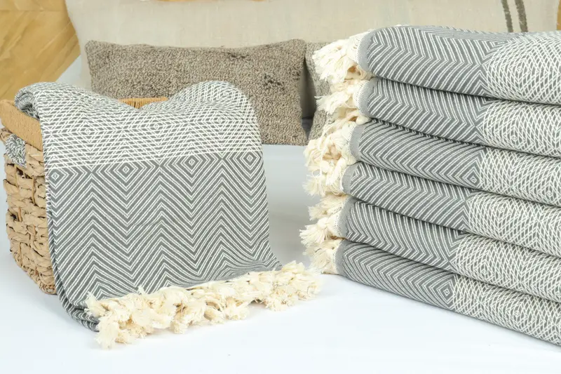 Turkish Blanket, 92x80 Cotton Diamond Towel, Housewarming Gift, Memorial Gift, Monogram Blanket, Beach Bachelorette Party Decorations, Organic Throw - 4
