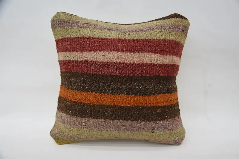 14x14 Red Pillow Sham, Handmade Kilim Cushion, Pillow Sham, Ethnical Kilim Rug Pillow, Kilim Cushion Sham, Natural Cushion Case - 1