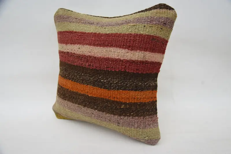 14x14 Red Pillow Sham, Handmade Kilim Cushion, Pillow Sham, Ethnical Kilim Rug Pillow, Kilim Cushion Sham, Natural Cushion Case - 3