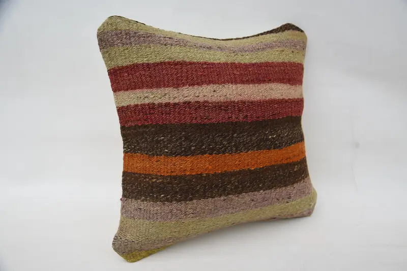 14x14 Red Pillow Sham, Handmade Kilim Cushion, Pillow Sham, Ethnical Kilim Rug Pillow, Kilim Cushion Sham, Natural Cushion Case - 2