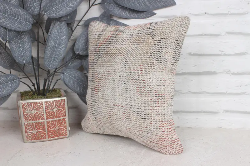 Kilim Pillow Cover, Pillow for Couch, 12x12 Beige Pillow, Interior Designer Pillow, Personalized Gift Pillow Cushion Case, Cushion - 3