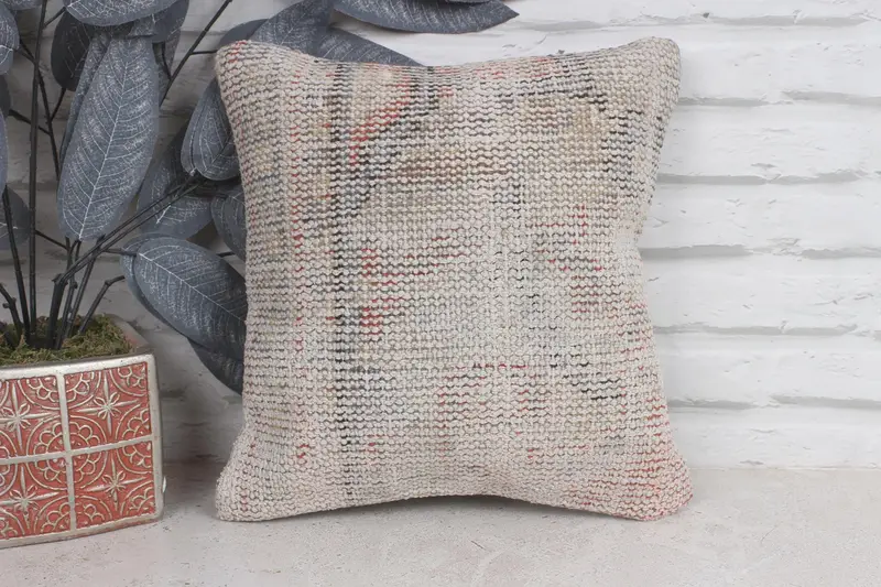 Kilim Pillow Cover, Pillow for Couch, 12x12 Beige Pillow, Interior Designer Pillow, Personalized Gift Pillow Cushion Case, Cushion - 1