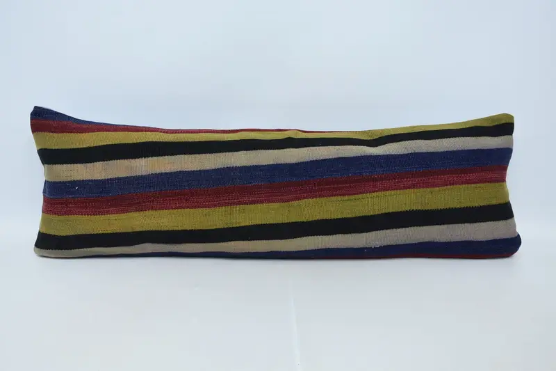 Pillow Cover, Ikat Pillow Case, 16x48 Brown Cushion Cover, Vintage Kilim Pillow, Boho Pillow Sham Cover, Turkish Pillow, Square Throw Pillow - 1