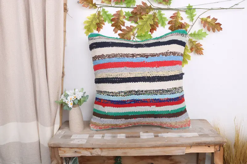 Bolster Cushion Case, Pillow Cover, Decorative Throw Cushion Cover, Throw Kilim Pillow, Gift Pillow, 20x20 White Cushion, Pillow for Couch - 1