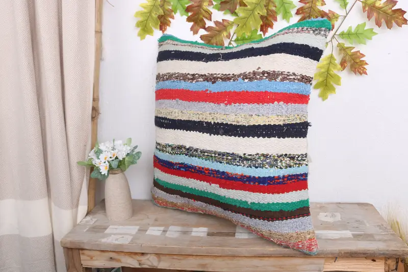 Bolster Cushion Case, Pillow Cover, Decorative Throw Cushion Cover, Throw Kilim Pillow, Gift Pillow, 20x20 White Cushion, Pillow for Couch - 6