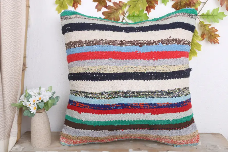Bolster Cushion Case, Pillow Cover, Decorative Throw Cushion Cover, Throw Kilim Pillow, Gift Pillow, 20x20 White Cushion, Pillow for Couch - 2