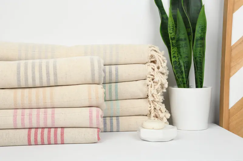 Peshtemal beach towel with unique design, Bridal Shower Favor, Soft towel, Gift For Him, Personalized Turkish Towel, 70x40 Linen Striped Towel - 2