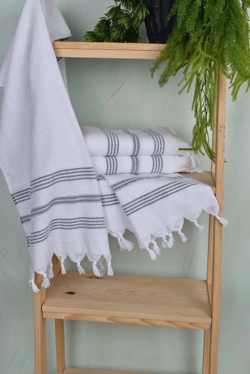 Turkish Hand Towel, Bridesmaid Towel, Bridesmaid Gift Towel, Bathroom Towels, Personalized Kitchen Towel, 40x18 Cotton Striped Terry Towel - 6