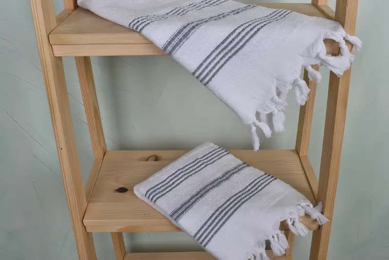 Turkish Hand Towel, Bridesmaid Towel, Bridesmaid Gift Towel, Bathroom Towels, Personalized Kitchen Towel, 40x18 Cotton Striped Terry Towel - 5