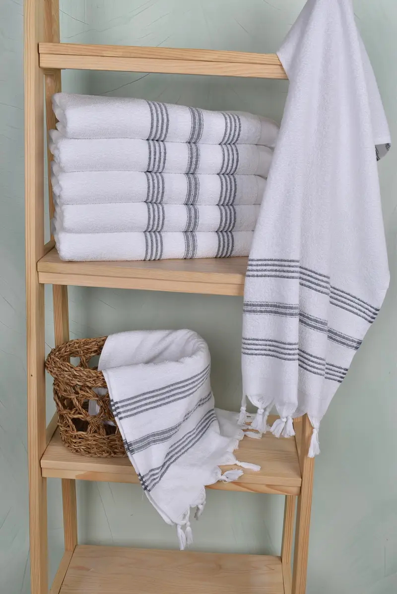 Turkish Hand Towel, Bridesmaid Towel, Bridesmaid Gift Towel, Bathroom Towels, Personalized Kitchen Towel, 40x18 Cotton Striped Terry Towel - 3