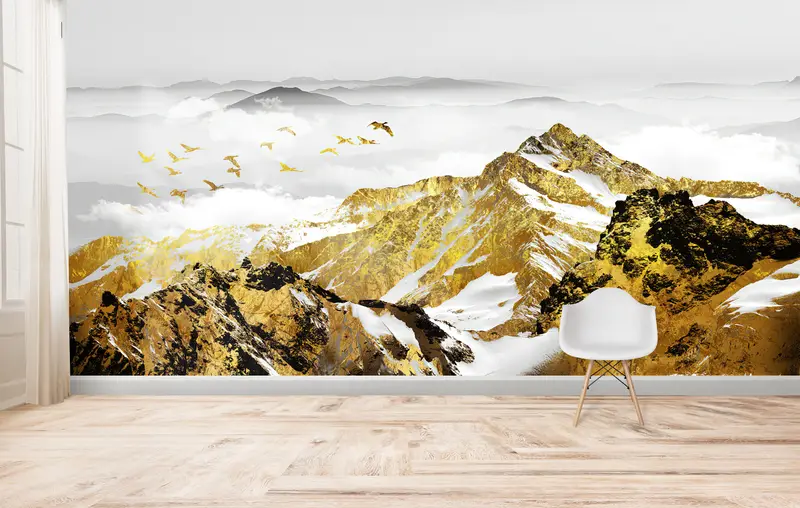 Zarif İskandinav Dağı Soyut Duvar Kağıdı, Modern Baskılı Tasarım