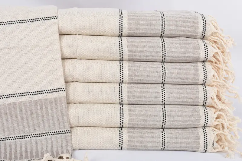 Handmade Turkish Linen Towel Brown Striped, 20x40 Inches