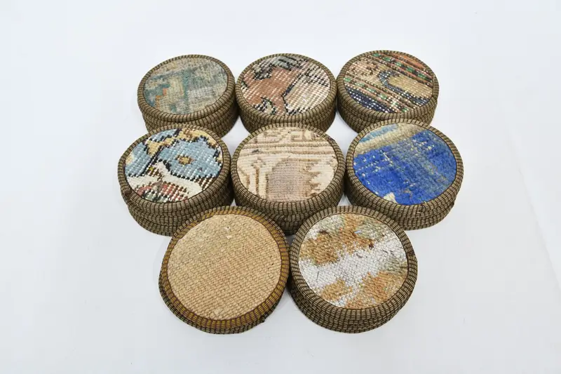 Bohemian Pattern Round Coaster, Unique Handmade Kitchen Decor Coaster