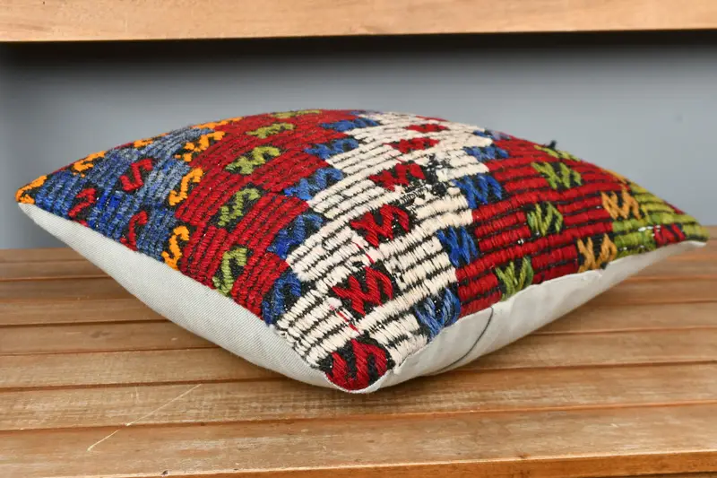 16x16 Red Pillow Sham, Throw Kilim Pillow, Natural Cushion Case, Cushion, Vintage Kilim Pillow, Kilim Cushion Sham, Ethnic Throw Pillow Cover - 3