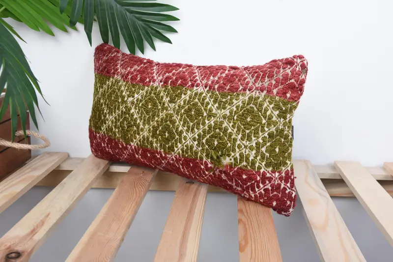 Decorative Throw Pillow Case, Handmade Kilim Cushion, Pillow for Sofa, Customized Pillow, Pillow, Pillow for Couch, 8x16 Red Cushion Cover - 5