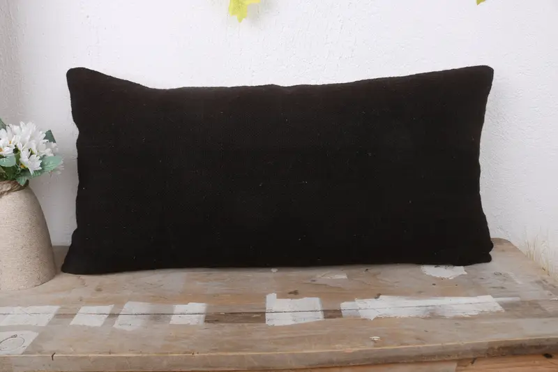 Kilim Yastığı, 12x24 Siyah Yastık Sham, Güneybatı Yastık Kapağı, Kilim Yastık Sham, Desen Atma Yastığı Kılıfı, Boho Yastığı, Yastık Sham - 2