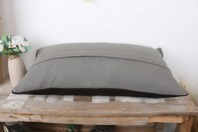 Kilim Yastığı, 12x24 Siyah Yastık Sham, Güneybatı Yastık Kapağı, Kilim Yastık Sham, Desen Atma Yastığı Kılıfı, Boho Yastığı, Yastık Sham - 7