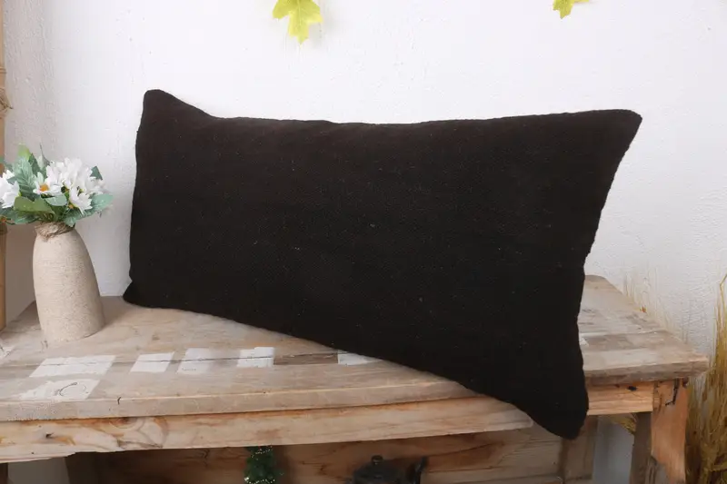 Kilim Yastığı, 12x24 Siyah Yastık Sham, Güneybatı Yastık Kapağı, Kilim Yastık Sham, Desen Atma Yastığı Kılıfı, Boho Yastığı, Yastık Sham - 4