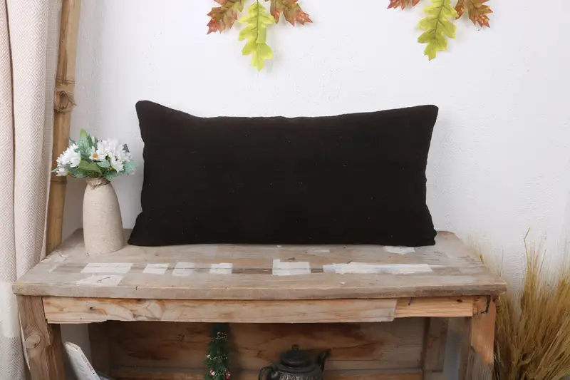 Kilim Yastığı, 12x24 Siyah Yastık Sham, Güneybatı Yastık Kapağı, Kilim Yastık Sham, Desen Atma Yastığı Kılıfı, Boho Yastığı, Yastık Sham - 1