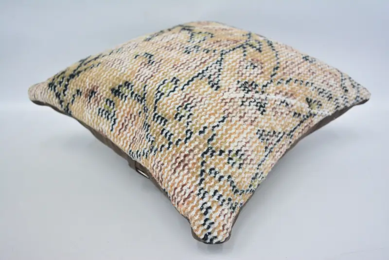 Cushion Cover, Antique Pillows, Shabby Chic Pillow Sham, Rustic Pillow Case, Ethnical Kilim Rug Pillow, 14x14 Beige Pillow Sham, Kilim Pillow Cover - 6