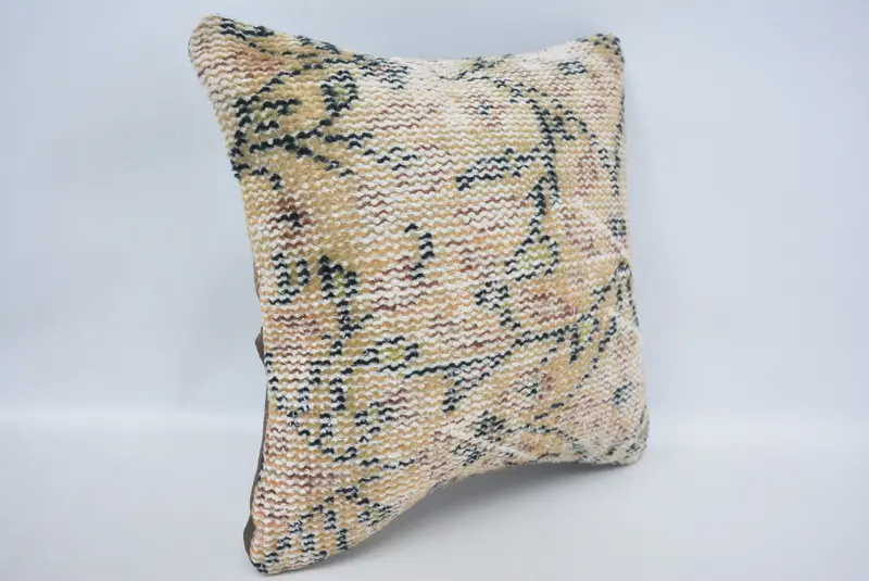 Cushion Cover, Antique Pillows, Shabby Chic Pillow Sham, Rustic Pillow Case, Ethnical Kilim Rug Pillow, 14x14 Beige Pillow Sham, Kilim Pillow Cover - 3