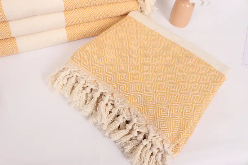 Best Wedding Gift, 96x80 Cotton Diamond Towel, Wedding Favors, Aesthetic Blanket, Spa Gift, Organic Throw, Bachelorette Gifts, Woven Throw Blanket - 5