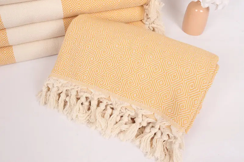 Best Wedding Gift, 96x80 Cotton Diamond Towel, Wedding Favors, Aesthetic Blanket, Spa Gift, Organic Throw, Bachelorette Gifts, Woven Throw Blanket - 4