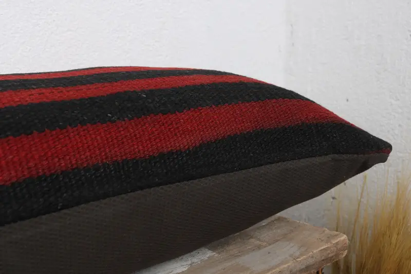 Cotton Pillow Sham, Ethnical Kilim Rug Pillow, Turkish Pillow, Turkish Kilim Pillow, Cushion Cover, 12x36 Red Pillow Cover, Neutral Pillow Sham - 6