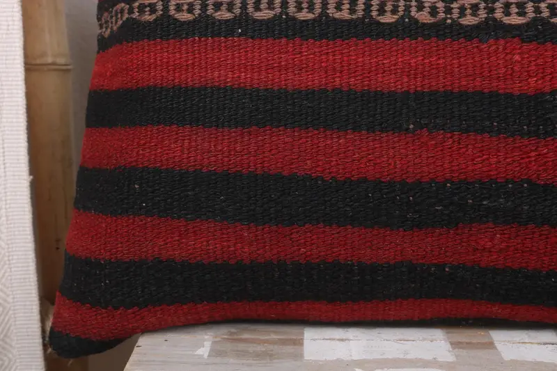 Cotton Pillow Sham, Ethnical Kilim Rug Pillow, Turkish Pillow, Turkish Kilim Pillow, Cushion Cover, 12x36 Red Pillow Cover, Neutral Pillow Sham - 3