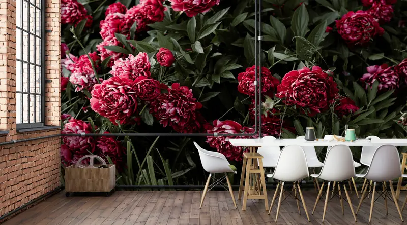 Peony Flower Wall Mural,Wall Paper Peel and Stick,Bright Wall Paper,Peony Wall Decor,Modern Wall Paper,Floral Wall Mural, - 5