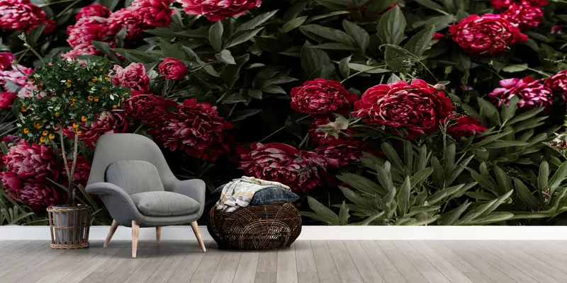 Peony Flower Wall Mural,Wall Paper Peel and Stick,Bright Wall Paper,Peony Wall Decor,Modern Wall Paper,Floral Wall Mural, - 7