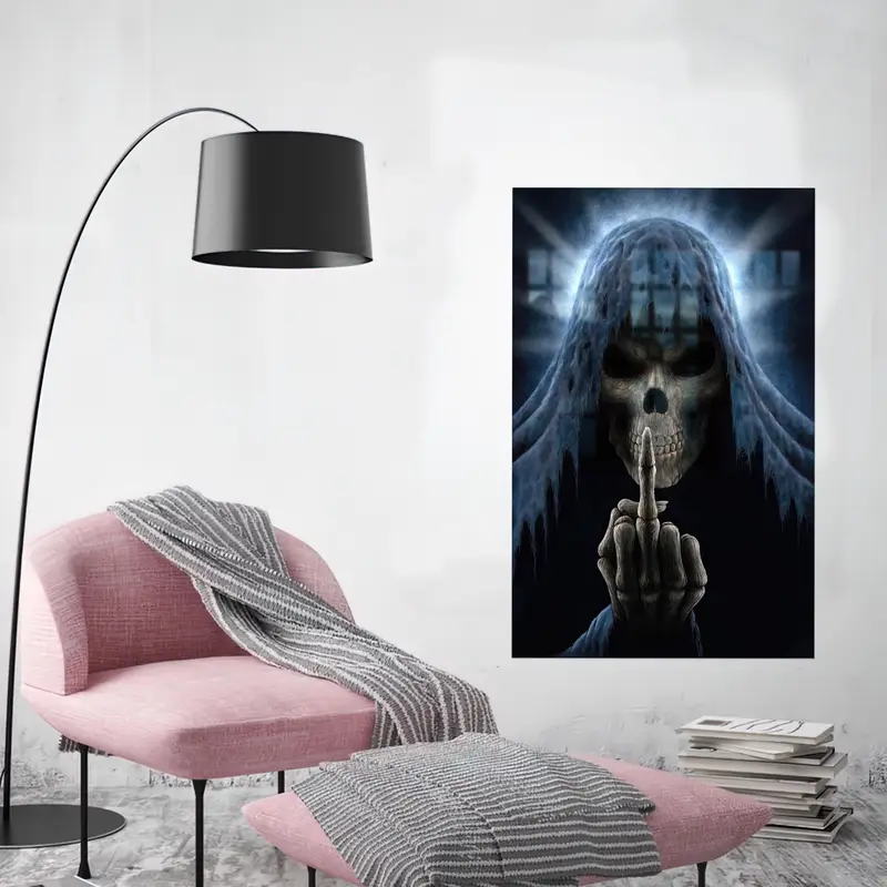 Zarif Gotik Kafatası Camı: Man Cave için Benzersiz Baskılı Tasarım