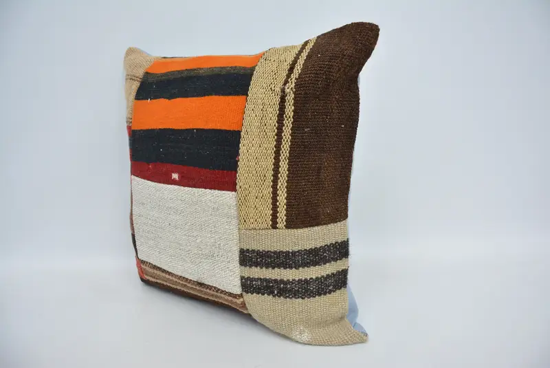 Decorative Throw Pillow Cover, Vintage Pillow, Turkish Pillow, Boho Pillow Sham Cover, 18x18 Orange Cushion Case, Pillow Sham, Hippie Throw Cushion - 4