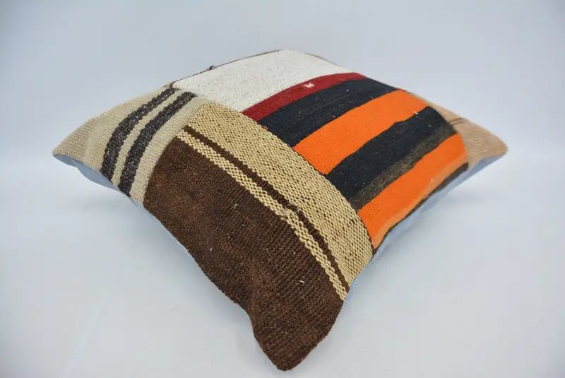 Decorative Throw Pillow Cover, Vintage Pillow, Turkish Pillow, Boho Pillow Sham Cover, 18x18 Orange Cushion Case, Pillow Sham, Hippie Throw Cushion - 6