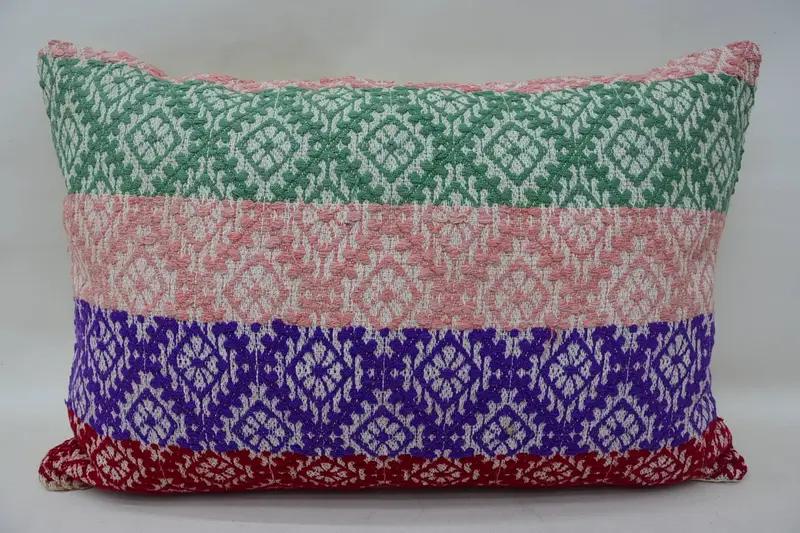 Pillow, 16x24 Green Pillow Cover, Turkish Pillow, Knitted Pillow Cover, Kilim Cushion Sham, Armchair Cushion Case, Throw Kilim Pillow - 1