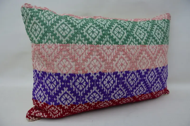 Pillow, 16x24 Green Pillow Cover, Turkish Pillow, Knitted Pillow Cover, Kilim Cushion Sham, Armchair Cushion Case, Throw Kilim Pillow - 2