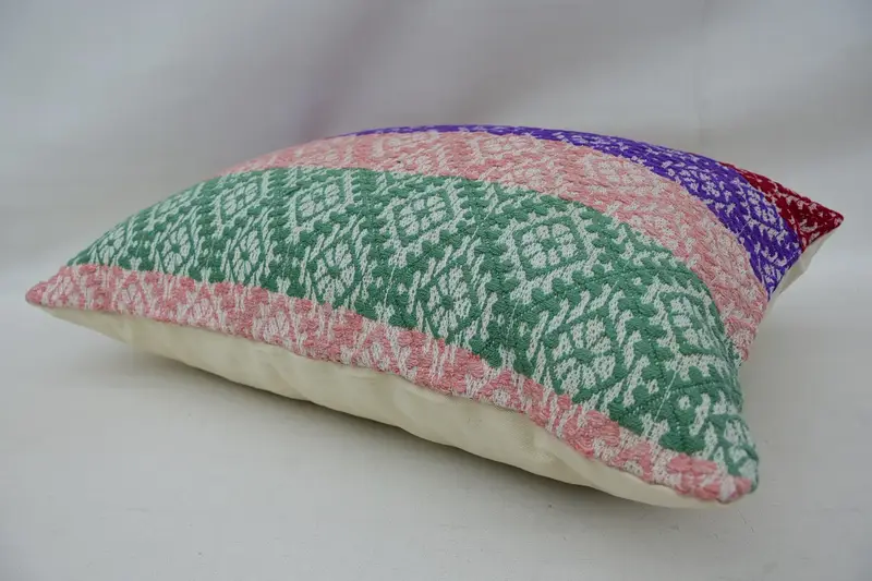 Pillow, 16x24 Green Pillow Cover, Turkish Pillow, Knitted Pillow Cover, Kilim Cushion Sham, Armchair Cushion Case, Throw Kilim Pillow - 6