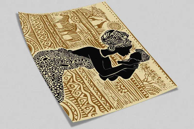 African Animals Mural, Black Woman And Baby Wall Painting, Ethnic Wall Paper, African Woman Wall Print, Wall Paper Peel And Stick, - 4