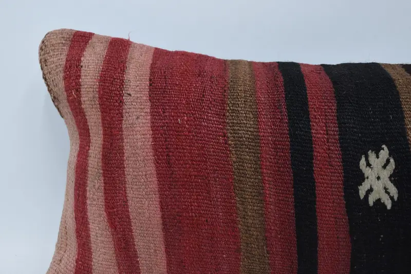 Vintage Pillow, Pillow Case, Nautical Throw Cushion Cover, Throw Kilim Pillow, Antique Pillows, 12x48 Red Cushion Cover - 2