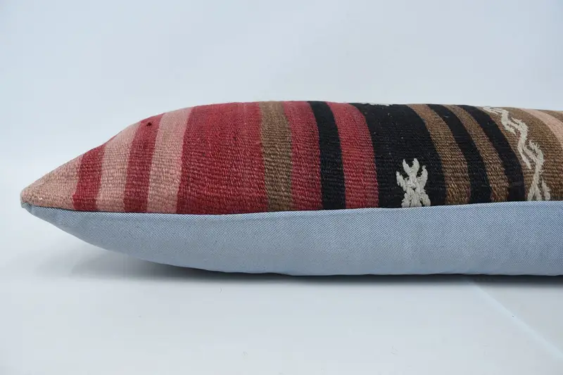 Vintage Pillow, Pillow Case, Nautical Throw Cushion Cover, Throw Kilim Pillow, Antique Pillows, 12x48 Red Cushion Cover - 5