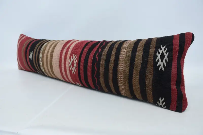 Vintage Pillow, Pillow Case, Nautical Throw Cushion Cover, Throw Kilim Pillow, Antique Pillows, 12x48 Red Cushion Cover - 4