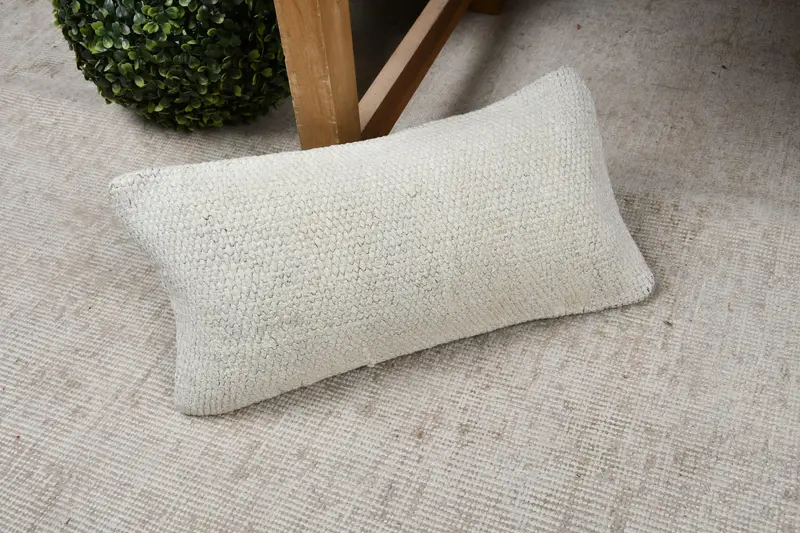 Traditional Cushion Case, Rustic Pillow Case, 8x16 Beige Pillow, Pillow for Sofa, Cushion, Antique Pillows, Ethnical Kilim Rug Pillow - 7