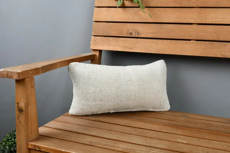 Traditional Cushion Case, Rustic Pillow Case, 8x16 Beige Pillow, Pillow for Sofa, Cushion, Antique Pillows, Ethnical Kilim Rug Pillow - 1