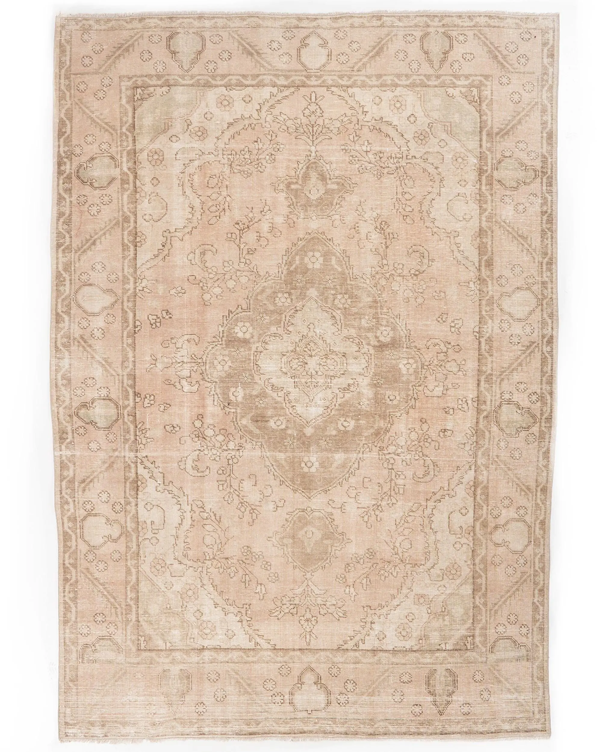 6.3x9.3 ft Türk Halısı, Vintage Büyük Halı, Kahverengi Yün Halı - 1