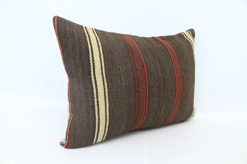 Decorative Bolster Pillow Cover, 20x28 Brown Cushion Cover, Outdoor Throw Pillow Cover, Pillow for Sofa, Kilim Pillow Cover, Kilim Pillow, Cushion - 3